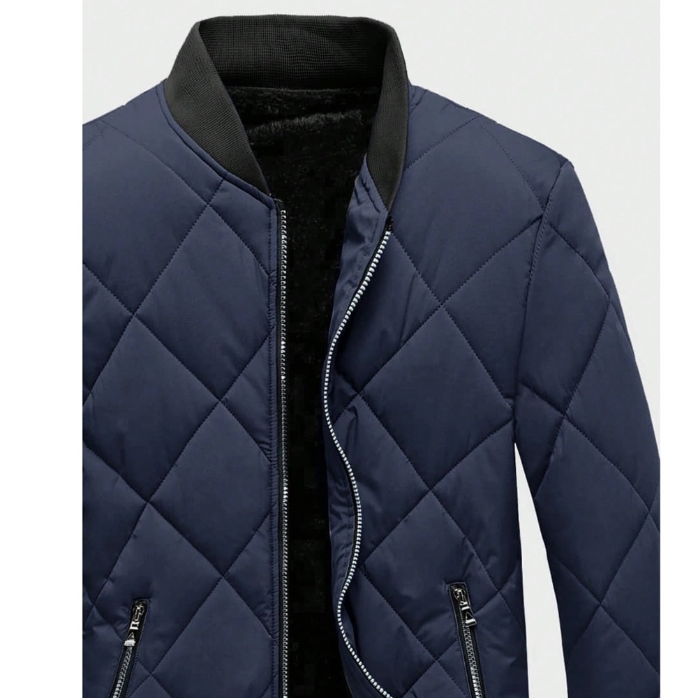 Men’s Zip Up Quilted Fleece Lined Jacket - Picture 5 of 11